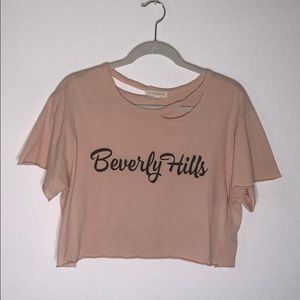 Light pink/blush ripped crop top